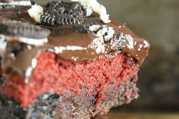 A Red Velvet Oreo Weed Brownie Ready-to-Eat